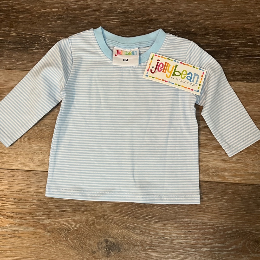 Jelly Beans Light Blue Stripe Long-Sleeve Baby Top 6M NWT